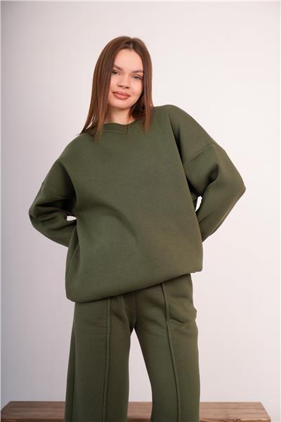 Oversize Sweatshirt 3 İplik Şardonlu Kalın Kışlık