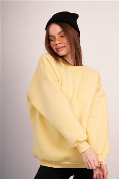 Oversize Sweatshirt 3 İplik Şardonlu Kalın Kışlık