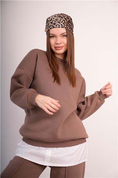 Oversize Sweatshirt 3 İplik Şardonlu Kalın Kışlık