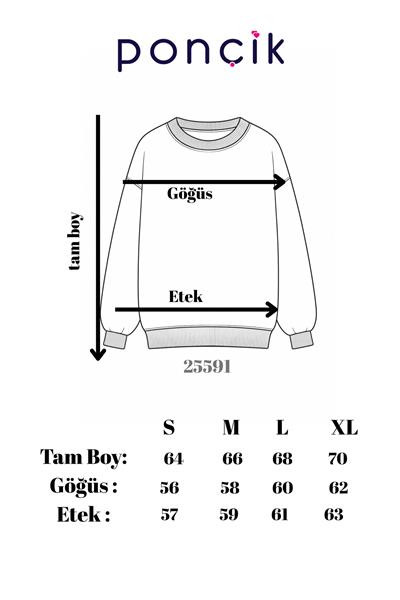 Oversize Sweatshirt 3 İplik Şardonlu Kalın Kışlık