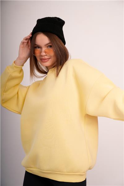 Oversize Sweatshirt 3 İplik Şardonlu Kalın Kışlık