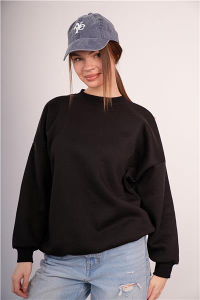 Oversize Sweatshirt 3 İplik Şardonlu Kalın Kışlık