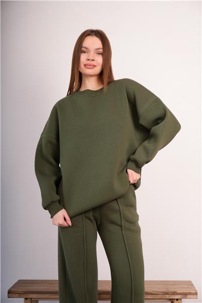 Oversize Sweatshirt 3 İplik Şardonlu Kalın Kışlık