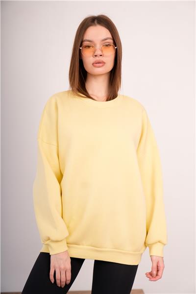 Oversize Sweatshirt 3 İplik Şardonlu Kalın Kışlık