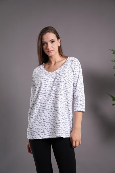 OVERSİZE TİŞORT V YAKALI PAMUKLU 24504