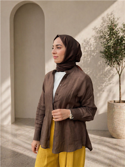 Almarwah 10108 Kadın Düz Gömlek