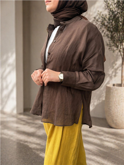 Almarwah 10108 Kadın Düz Gömlek