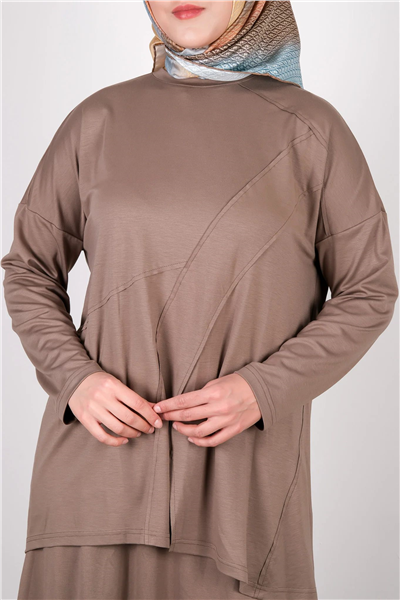 Almarwah 102251 Kadın Uzun Kumaş Detaylı Tunik
