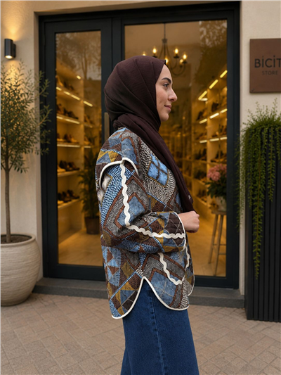 Almarwah 405019 Kadın Baklava Desenli Ceket
