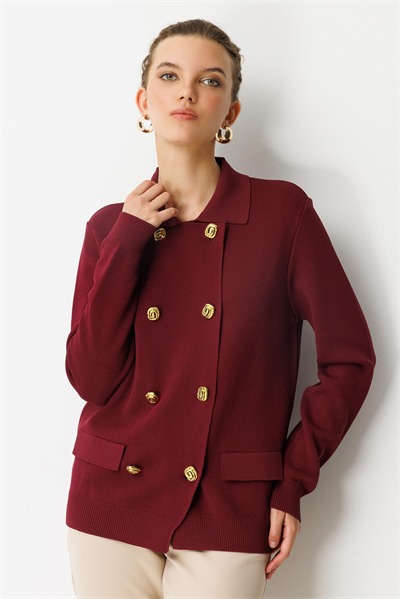 Ghisa 26KOBHRK3220 Kadın Çift Sıra Gold Düğmeli Hırka