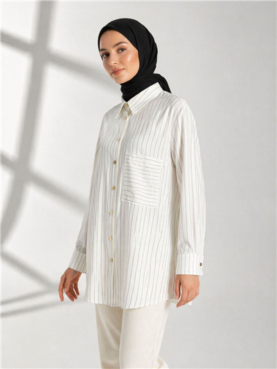 Ghisa 3610T4299 Kadın Çizgili Çiçek Cepli Tunik
