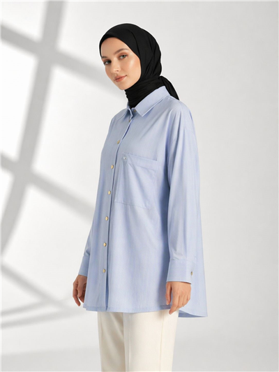 Ghisa 3610T4299 Kadın Çizgili Çiçek Cepli Tunik