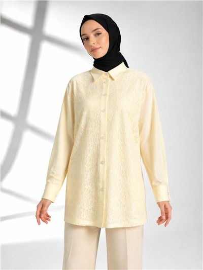 Ghisa 3610T4316 Kadın Dantel Detaylı Çizgili Tunik
