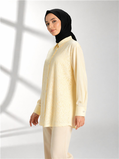 Ghisa 3610T4316 Kadın Dantel Detaylı Çizgili Tunik