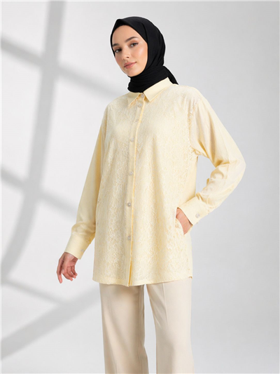 Ghisa 3610T4316 Kadın Dantel Detaylı Çizgili Tunik