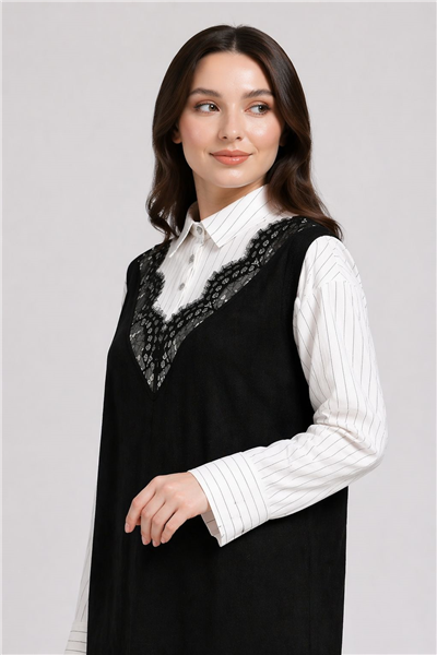 Ghisa 3610T4322 Kadın Triko Dantel Detaylı Tunik