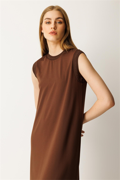 Ghisa GSBASİC4081 Kadın Penye Düz Sıfır Kollu Elbise