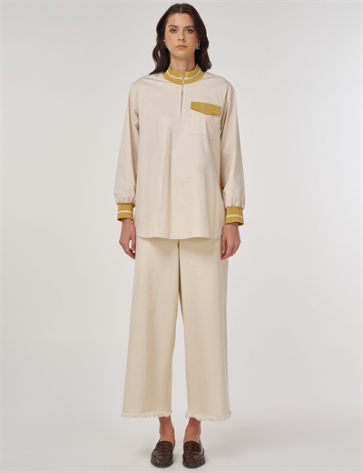 Kayra KA-A25-11010 Kadın Arka Lastikli Taşlıı Gömlek