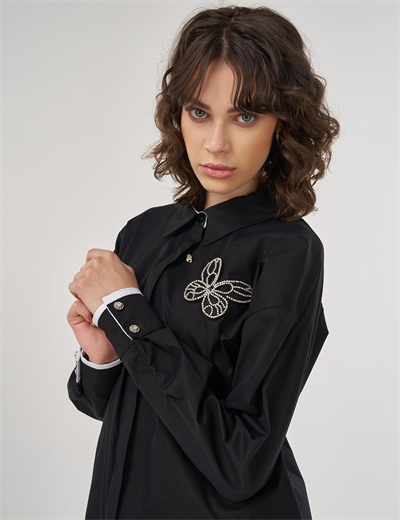 Kayra KA-A25-21037 Kadın Kelebek Detaylı Gömlek