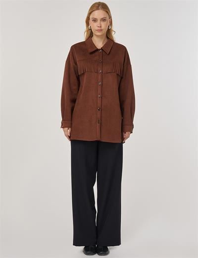 Kayra KA-A25-21094 Kadın Nubuk Püsküllü Tunik