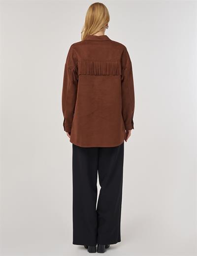 Kayra KA-A25-21094 Kadın Nubuk Püsküllü Tunik