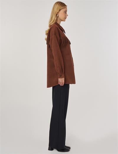 Kayra KA-A25-21094 Kadın Nubuk Püsküllü Tunik