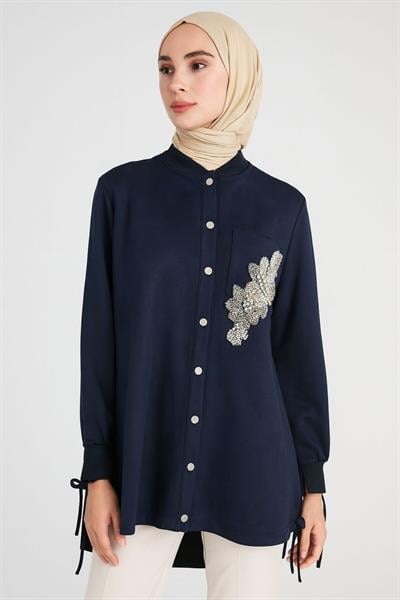 Kayra KA-A25-21098 Kadın Nubuk Taşlı Tunik