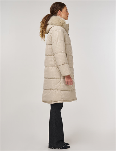 Kayra KA-A25-27328 Kadın Kaz Ayağı Desenlii Mont