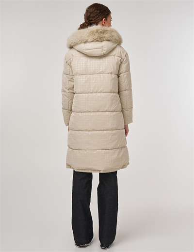 Kayra KA-A25-27328 Kadın Kaz Ayağı Desenlii Mont