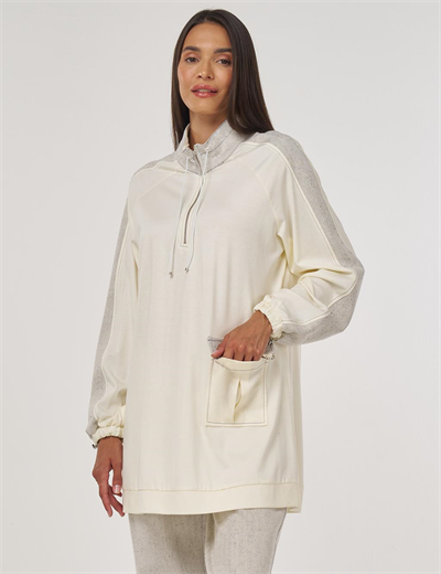 Kayra KA-A25-31005 Kadın Yanan Cepli Fermuarlı SweatShirt