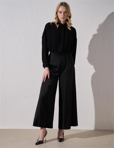 Kayra KA-B24-19087 Kadın Bol Paça Saten Pantolon