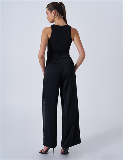 Kayra KA-B25-19048 Kadın Saten Yandan Taşlı Pantolon