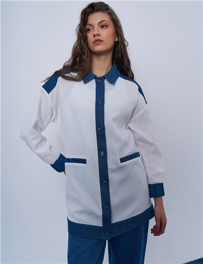 Kayra KY-B25-73028 Kadın Denim Detaylı Ceket