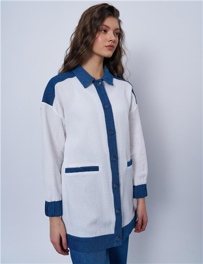 Kayra KY-B25-73028 Kadın Denim Detaylı Ceket