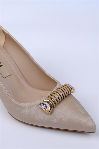 Kuum London K145-25671 Kadın Toka Detaylı Saten Topuklu Ayakkabı