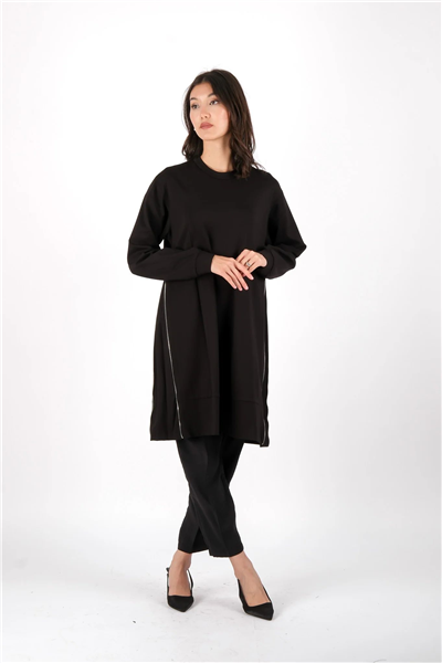 Misswhence 38020 Kadın Yandan Fermuarlı Uzun Tunik