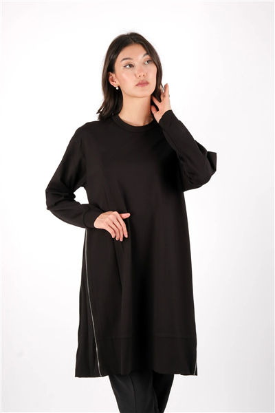 Misswhence 38020 Kadın Yandan Fermuarlı Uzun Tunik