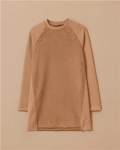 Seçil 10002522311016 Kadın Nubuk Gold Düğmeli Sweatthsirt