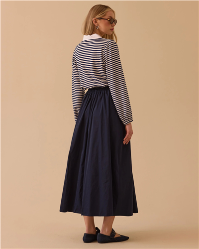 Seçil 10002611311007 Kadın Gömlek Detaylı Pileli Elbise