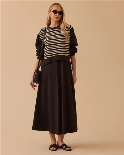 Seçil 10002611311029 Kadın Zebra Çizgili Elbise