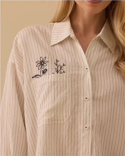 Seçil 10002611511003 Kadın Çiçek Detaylı Gömlek