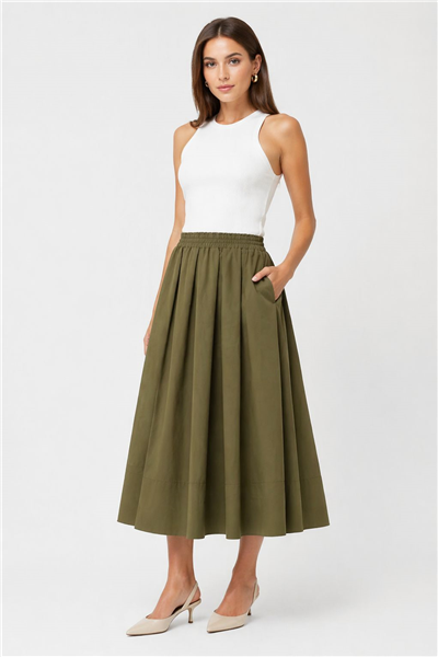 Sentez 5479 Kadın Ely Beli Lastikli Etek