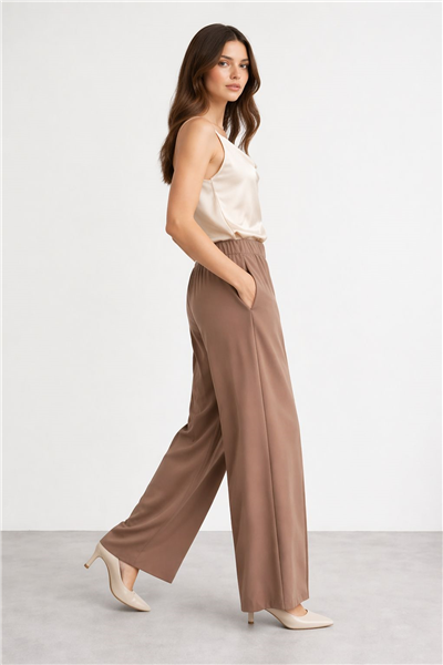 Sentez 5580 Kadın Colmar Beli Lastikli Geniş Paça Pantolon