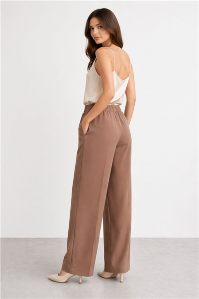 Sentez 5580 Kadın Colmar Beli Lastikli Geniş Paça Pantolon