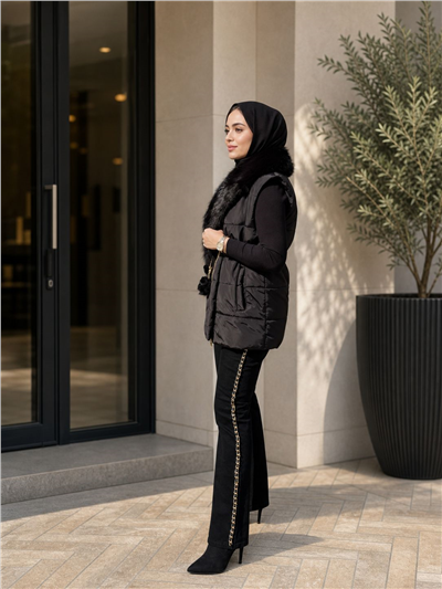 Venöve 26FWPNT0019  Kadın Yandan Gold Zincir Detaylı Denim Pantolon