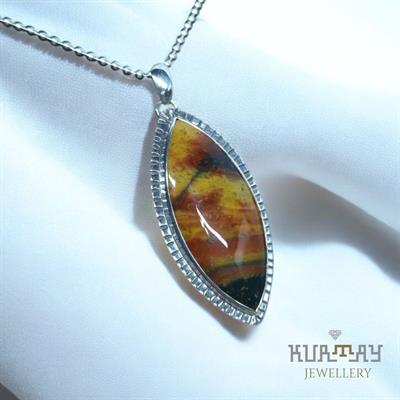 BLOODSTONE GEMSTONE 925 STERLING SILVER PENDANT