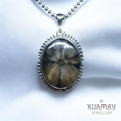 CHIASTOLITE GEMSTONE 925 STERLING SILVER PENDANT