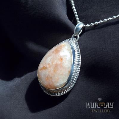 SUN STONE GEMSTONE 925 STERLING SILVER PENDANT