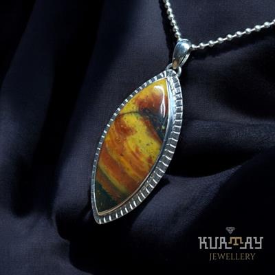 BLOODSTONE GEMSTONE 925 STERLING SILVER PENDANT