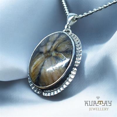 CHIASTOLITE GEMSTONE 925 STERLING SILVER PENDANT